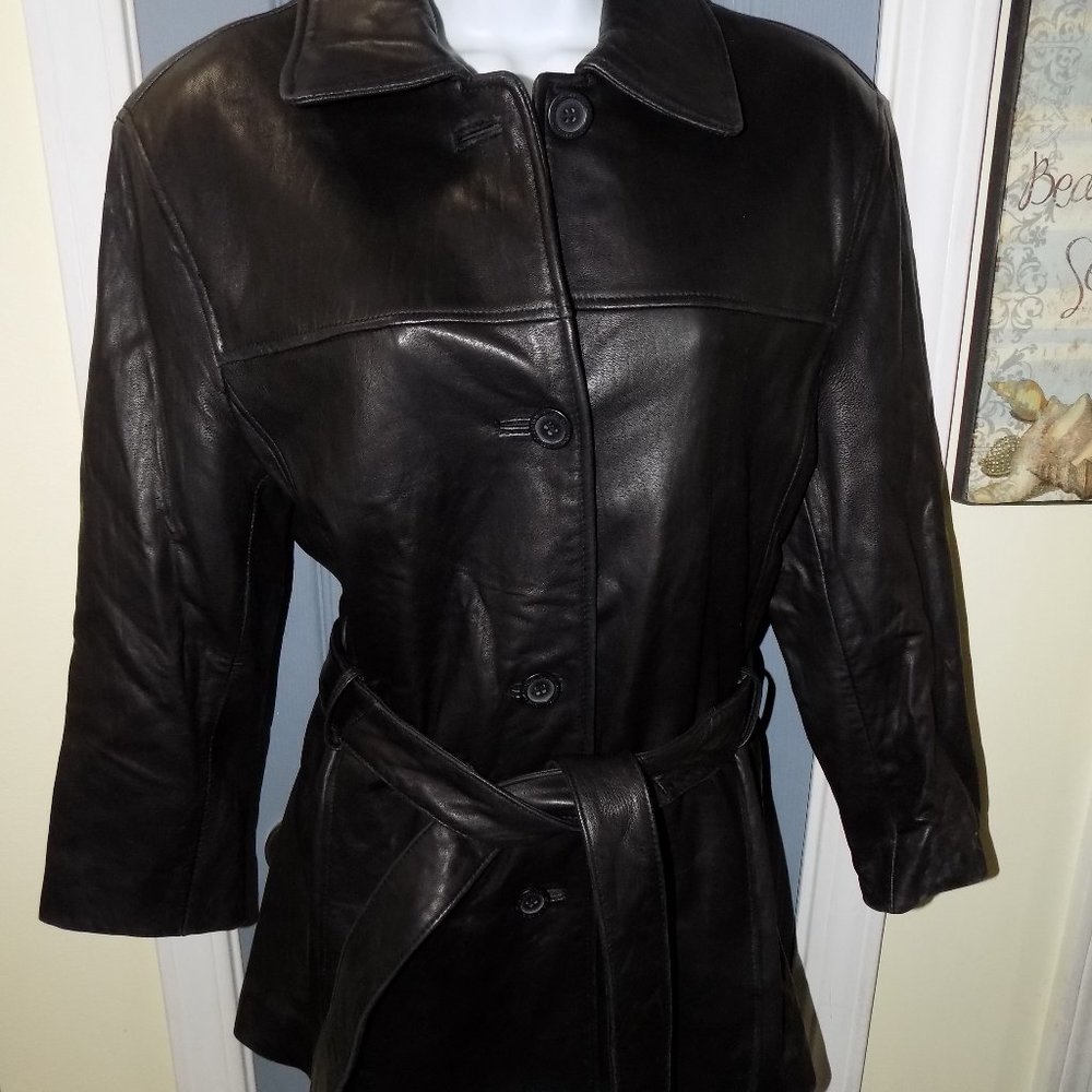 Adler Collection Genuine Leather Coat Jacket Size PM Women's EUC